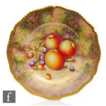 A later 20th Century Royal Worcester Fallen Fruits cabinet plate decorated by Sibley-Lewis with hand