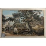 MANNER OF JULIUS CAESAR IBBETSON (1759?1817) - Wooded landscape with figures and a cart,