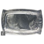 An early 20th Century German Art Nouveau B & G Imperial Zinn polished pewter tray, the rectangular