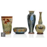 Four pieces of assorted late 19th to early 20th Century Royal Doulton comprising a lemonade beaker