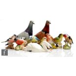 A collection of assorted Beswick birds comprising two Pigeon model 1383 (one brown, one grey), a 991