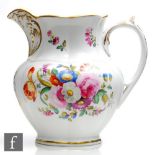 A mid 19th Century Coalport jug decorated with hand painted sprays of flowers with gilt detailing