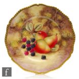 A later 20th Century Royal Worcester Fallen Fruits cabinet plate decorated by Smith with hand