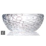 A large 1950s Kosta crystal glass dish designed by Vicke Lindstrand, model LS610, the circular heavy