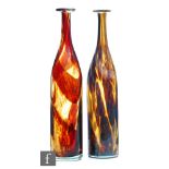 A pair of 20th Century large Mdina Glass attenuated bottle vases by Michael Harris, with slender