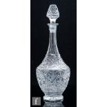 A 1950s Czechoslovakian crystal baluster form decanter, the body and matching stopper profusely