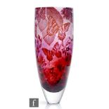 A large contemporary Jonathan Harris unique Intrinsic Cameo studio glass vase, the tapered ovoid