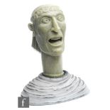 A large David Reekie sculptural head and shoulder bust titled Greek Head VIII, modelled in a