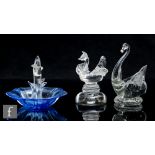 A 1930s Gray-Stan clear crystal glass figure, modelled as a stylised swan with applied clear crystal