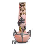 A large early 20th Century Art Nouveau Loetz glass vase with compressed spherical base rising to a