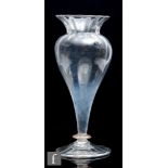 A large 1930s Gray-Stan clear crystal glass vase of shouldered baluster form with everted rim and