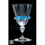 A late 19th Century Italian Murano Salviati & Cie drinking glass, the round funnel bowl decorated