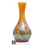 A 20th Century Okra glass vase designed by Dave Barras, of skittle form with tapering flared neck,