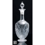 A Stourbridge glass decanter, possibly Richardsons, of amphora form, the body richly wheel