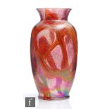 A later 20th Century continental glass vase of shouldered ovoid form with an everted collar neck,