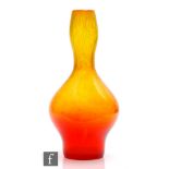 A 20th Century possibly Czech Amberina glass vase, of low shouldered form with swollen neck,