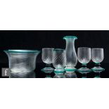 A group of 1930s Gray-Stan sample wares, to comprise a trio of solid stem wine glass, a bellied jug,