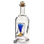 A later 20th century Kjell Engman for Kosta Boda decanter, circa 1982, of bottle form with a