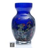 A 1960s Exbor Glassworks Novy Bor glass vase designed by Jaromir Spacek, the blue cased body with