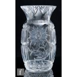 An Art Deco possibly Stourbridge clear crystal glass vase, circa 1930s, of ovoid form with flared