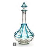 An early 20th Century Murano glass decanter by Salviati & Cie, circa 1900, of footed low