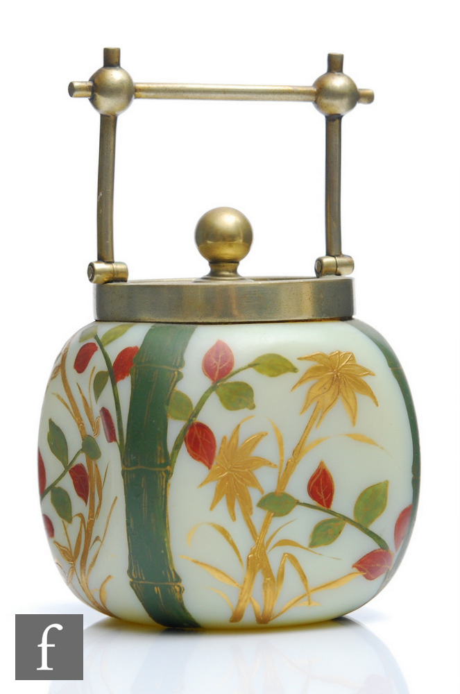 A late 19th Century Thomas Webb & Sons glass preserve, of compressed ovoid form with dimpled