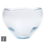 A 20th Century Stromberg glass bowl of swollen ovoid form and shallow waved rim, with an internal