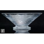 A 1950s Thomas Webb & Sons glass bowl designed by David Hammond, of footed conical form cut with