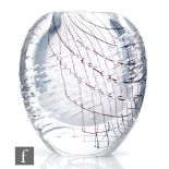 A 1950s Kosta crystal glass vase designed by Vicke Lindstrand, model LS612, the compressed ovoid