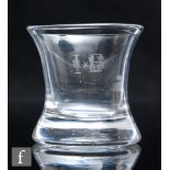 An early 19th Century shot glass, circa 1800, of waisted form, engraved with the monogram IB, with