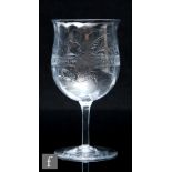 An early 20th Century Webbs rock crystal style drinking glass, circa 1920s, the swollen ovoid bowl