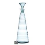 A mid century Kastrup Glasvaerk glass decanter designed by Jacob E Bang, circa 1957, of conical form