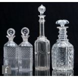 A 19th Century clear crystal decanter of cylinder form, the body moulded with drapery panels below