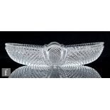 A large late Georgian Anglo-Irish oval clear cut crystal bowl of shallow oval form with a