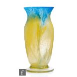 A 1930s Art Deco Elizabeth Graydon Stannus Gray-Stan glass vase of footed baluster form, the body in