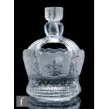 A late 19th to early 20th Century clear crystal crown, the body open worked, cut and polished with