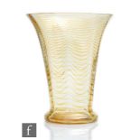 A 20th Century Whitefriars glass vase designed by William Butler, of footed flared optical ribbed