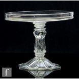 A 1930s Gray-Stan clear crystal pedestal tazza in the 18th Century taste with a circular stand and