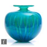 A large 20th Century Mdina glass vase, of compressed ovoid form with flared flat rim, decorated in