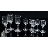 A small collection of early 20th Century James Powell and Sons clear crystal drinking glasses,