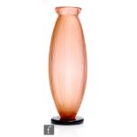 A large 1930s Schneider Art Deco vase, of footed swollen ovoid form with short collar neck, with