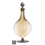 A 1920s Swedish Orrefors/Sandvik decanter designed by Simon Gate, the bellows shaped decanter in