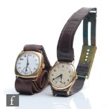 A 9ct hallmarked Garrard manual wrist watch, Arabic numerals to a circular dial, case diameter 32mm,