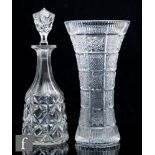 A 19th Century Richardson clear cut crystal decanter, the shoulder form with deep mitre cut