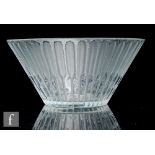 A later 20th Century Lalique clear crystal glass bowl of flared form, relief moulded to the exterior