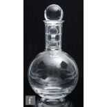 A 1960s Leerdam glass decanter, designed by Andries Copier, the clear glass globe and shaft body
