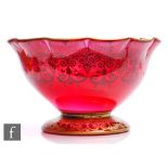 A large 19th Century Richardson ruby crystal glass bowl, the wide domed foot below a circular bowl