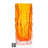 A 20th Century Whitefriars Textured range cylindrical bark vase, designed by Geoffrey Baxter,