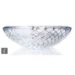 A large 1950s Kosta crystal glass dish designed by Vicke Lindstrand, model LS611, the circular heavy