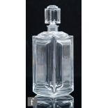 A 1950s French Baccarat decanter, the square section spirit decanter with multiple mould blown and